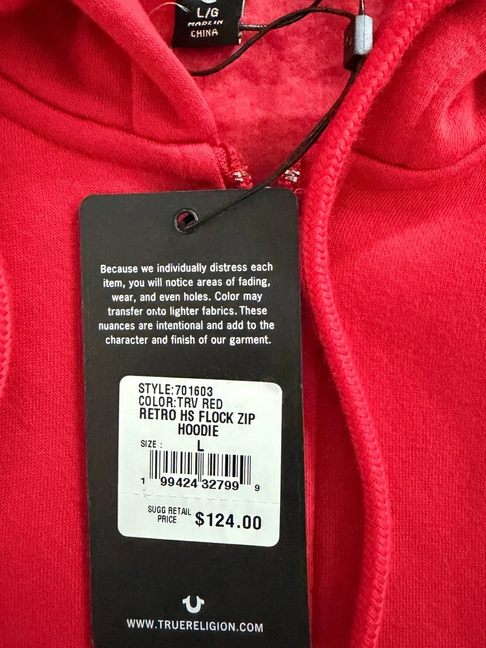 True Religion Red Full-Zip Hoodie Jacket